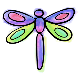 Decorative element. Illustration of a purple dragonfly.