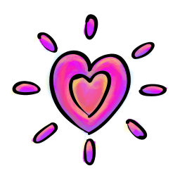 Decorative element. Magenta heart with rays.
