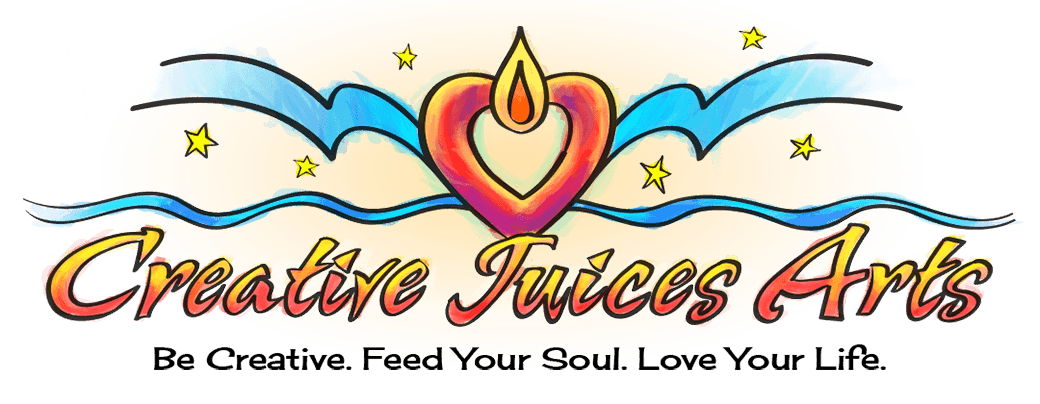 Creative Juices Arts Logo. Be Creative. Feed Your Soul. Love Your Life.